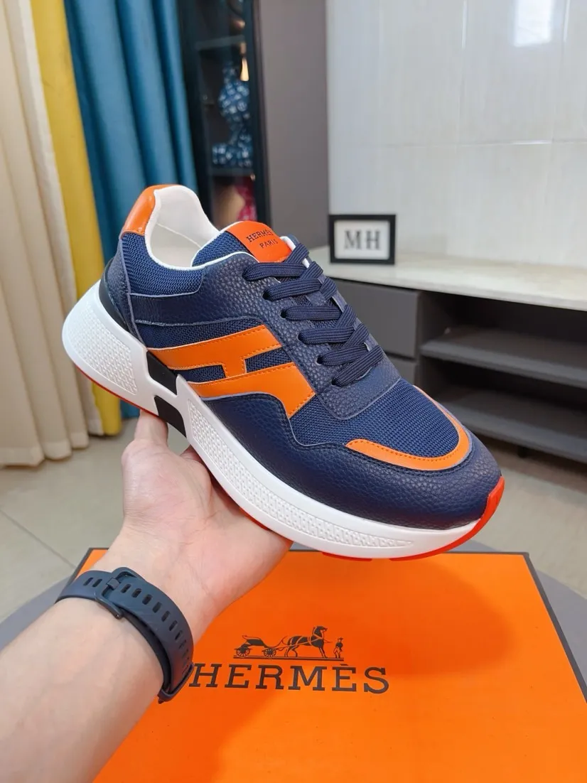 Men's shoes💰580🌸🌸【HERMES】Hermès high-end quality original shoe upper: 🔝tumbled calfskin, suede calfskin, shoe body sewn H totem, outsole: ultra-light TPU foam·rubber; two-color molded outsole, ultra-high quality control·fine workmanship: highlighting (high-end·luxury·grade) 38-44 (45 can be customized)